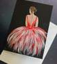 Hand Painted Ballerina Card, handmade hand painted greetings card