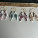 Earrings liberty print and glitter diamond hoop embroidered 