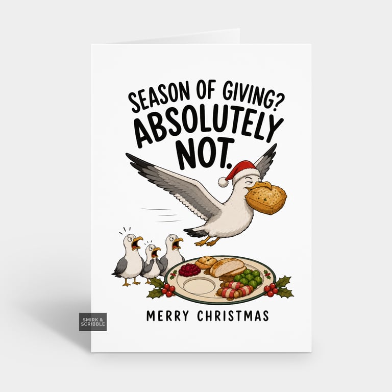 Funny Christmas Card For Him Or Her - Season Seagull