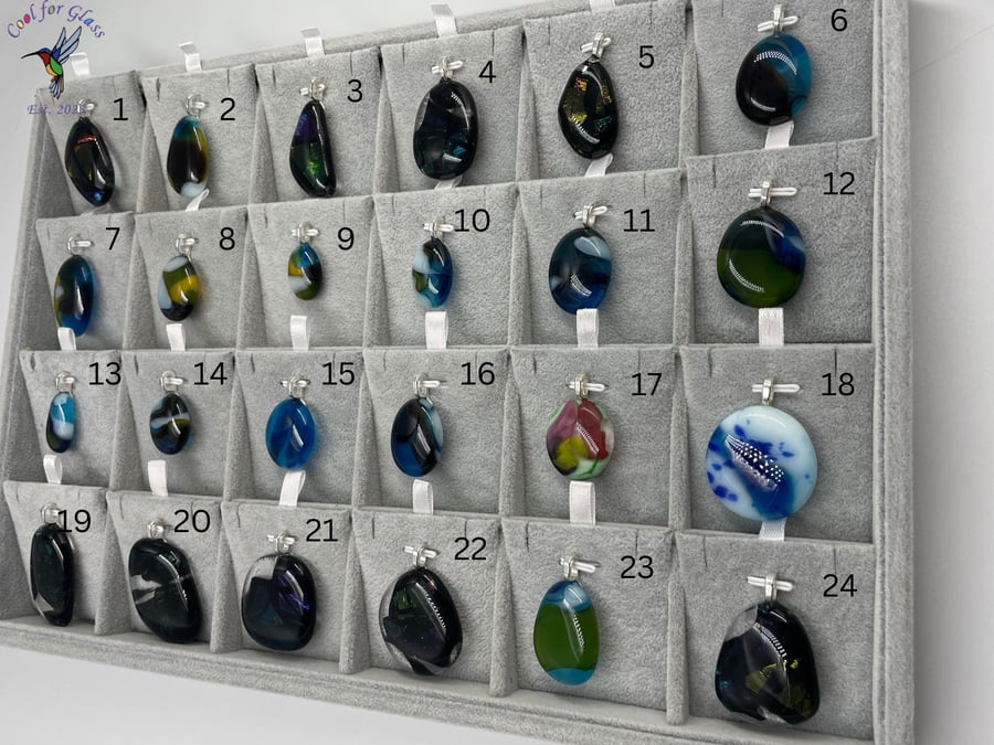 Fused glass pendants with cord necklace and giftbox