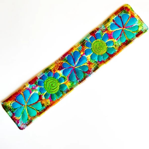 Handmade Embroidered Fabric Bookmark Textile Art Book Lover Gift 