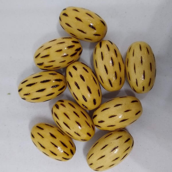 Natural Wood Woodburn Beads & Seeds Unusual x 10