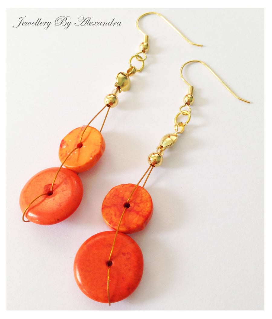 Magnesite Earrings - Bright Orange