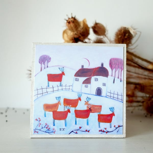 Jewellery Box, Trinket Storage, Decorative Box, Winter Landscape, Deer Art