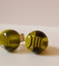 Fused glass yellow striped 'bee' stud earrings