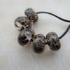 handmade lampwork glass beads, brown frit