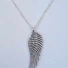 Large Angel Wing Silver Plate Necklace
