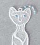 Cat Bookmark, embroidered lace - Image 4