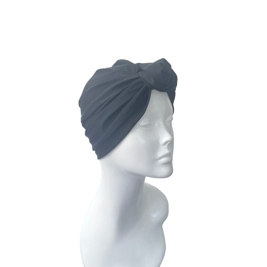 Black Fashion Swim Cap Cover SPF 50 Hair Care Turban Hat for Women