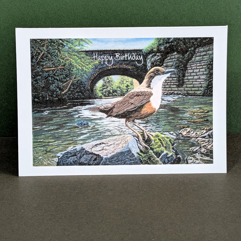 Dipper Art Card: Blank or Personalised A6-Size Greetings Card