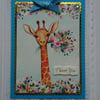 3D Luxury Handmade Card Thank You Flowers Giraffe Cute Thanks for Everything