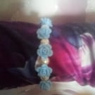 Blue Rose Beaded Bracelet