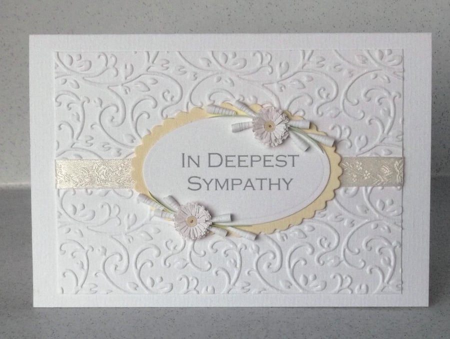 With deepest sympathy card with paper quilling flowers, handmade