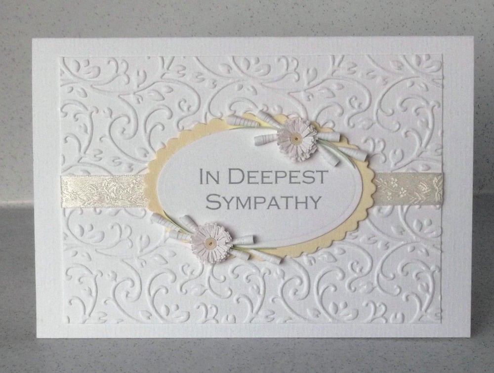 With deepest sympathy card with paper quilling flowers, handmade