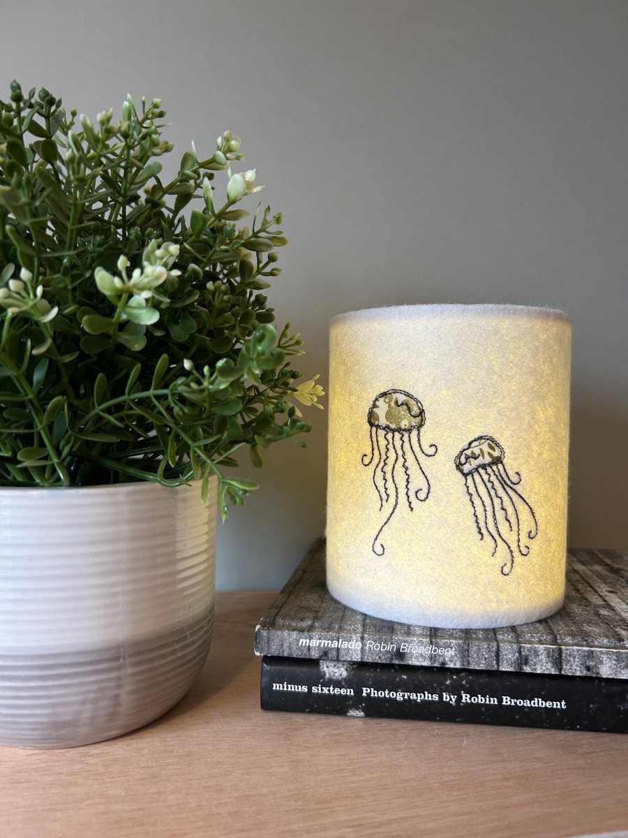 Jellyfish embroidered Lantern with Liberty Print