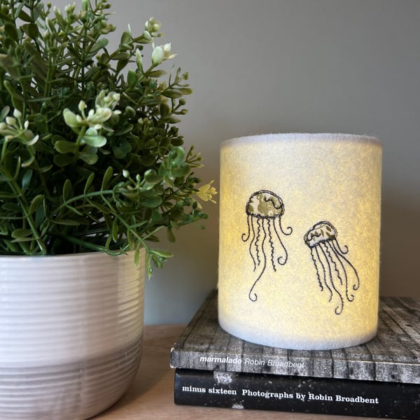 Jellyfish embroidered Lantern with Liberty Print