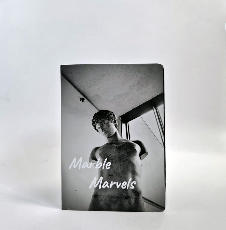 Mini A7 Photo Zine, Marble Marvels, eight of my own photographs