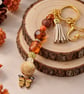 Handmade Autumn Bag Charm- Key Ring,Butterfly, Mixed Beads & Faux Suede Tassel