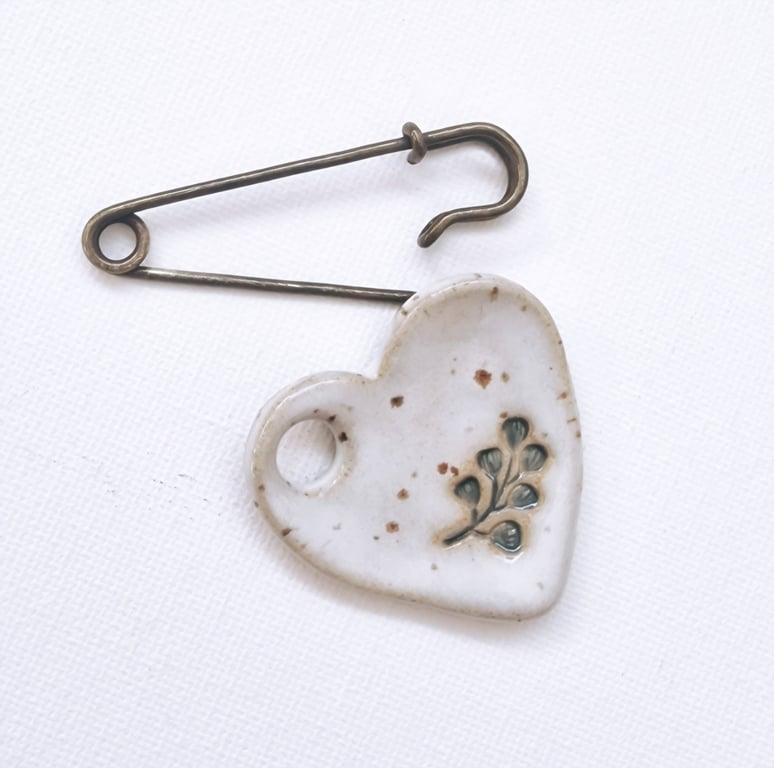 Speckled Eucalyptus 2 in 1 Worry Stone Brooch 