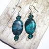 Green Turquoise Bead Earrings - UK Free Post