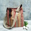Striped  Chenille Textile Bucket Bag