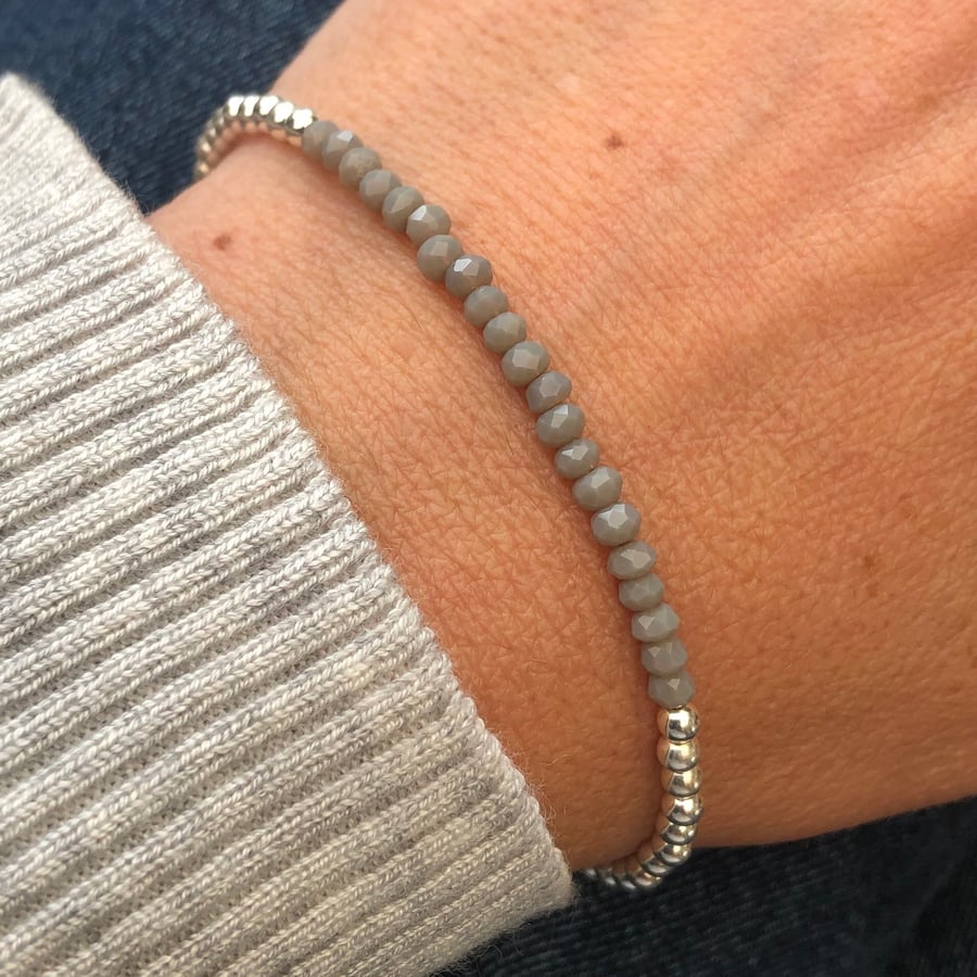Sterling Silver and grey crystal bracelet