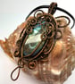 Love Tokens: Copper Wire Wrapped Labradorite Pendant On Waxed Cord Necklace