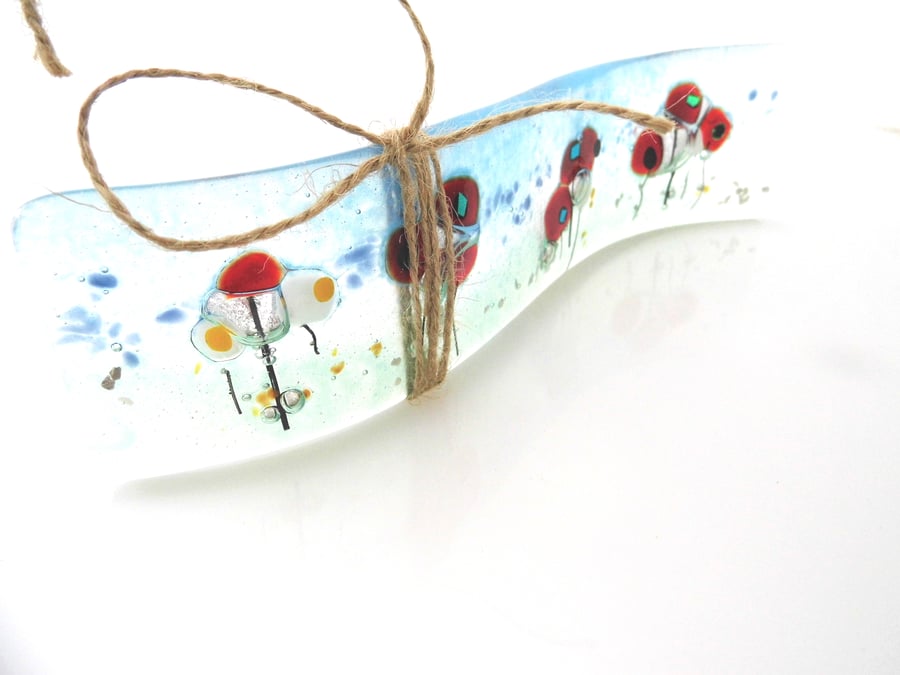 poppy fused glass  wave