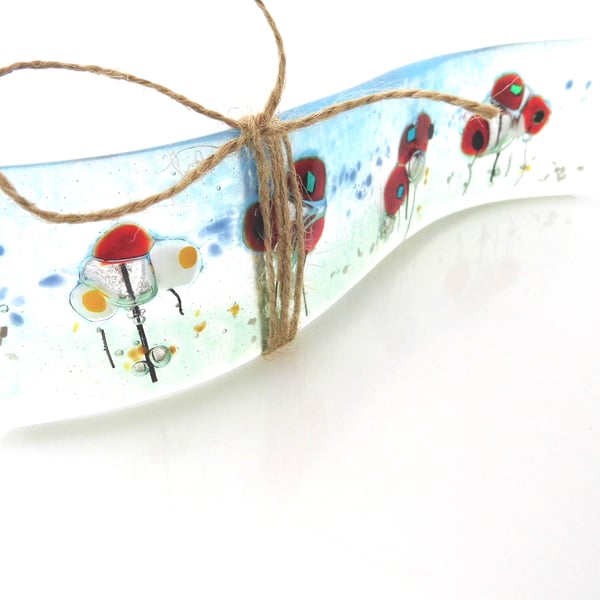 poppy fused glass  wave