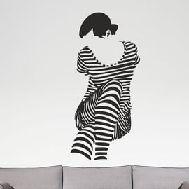 Woman in Pyjama Abstract Art Lines Bedroom Decor Vinyl Wall Sticker Decal