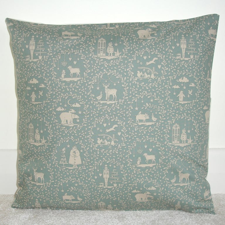 Christmas Cushion Cover Duck Egg 16" x Scandi Santa Nutcracker Oblong Polar Bear