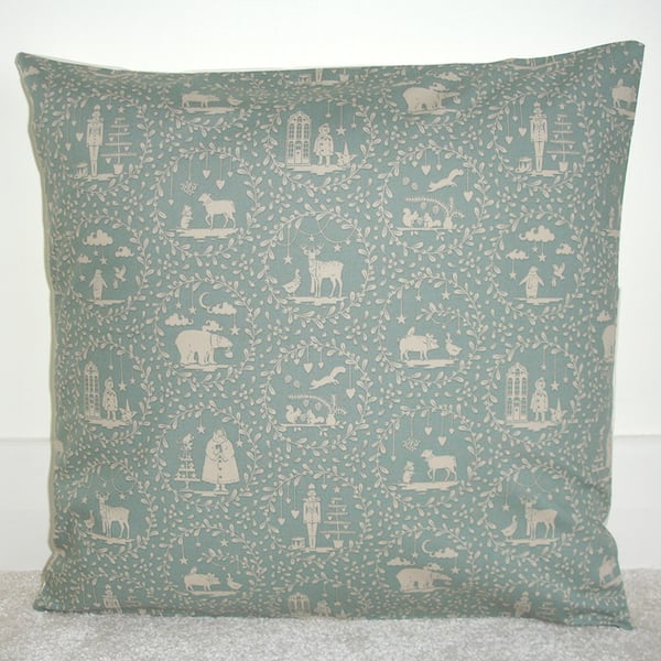 Christmas Cushion Cover Duck Egg 16" x Scandi Santa Nutcracker Oblong Polar Bear