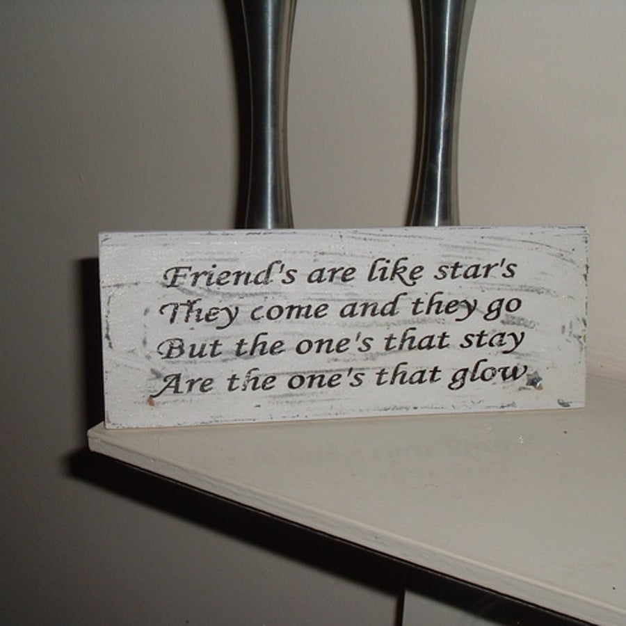 Shabby chic distressed plaque-friends are like stars