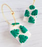 Tropical Monstera leaf pattern arch hoop earrings  - Image 4