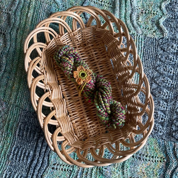 Hand spun art yarn - wool and silk