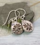 Oak Leaf Silver Earrings Drops with Peridot Bead dangles - Image 2