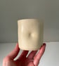 Handmade small ceramic dimple mug, cream handleless mug - Image 3