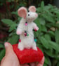 White mouse  - needlefelt.  Christmas decoration - Image 10