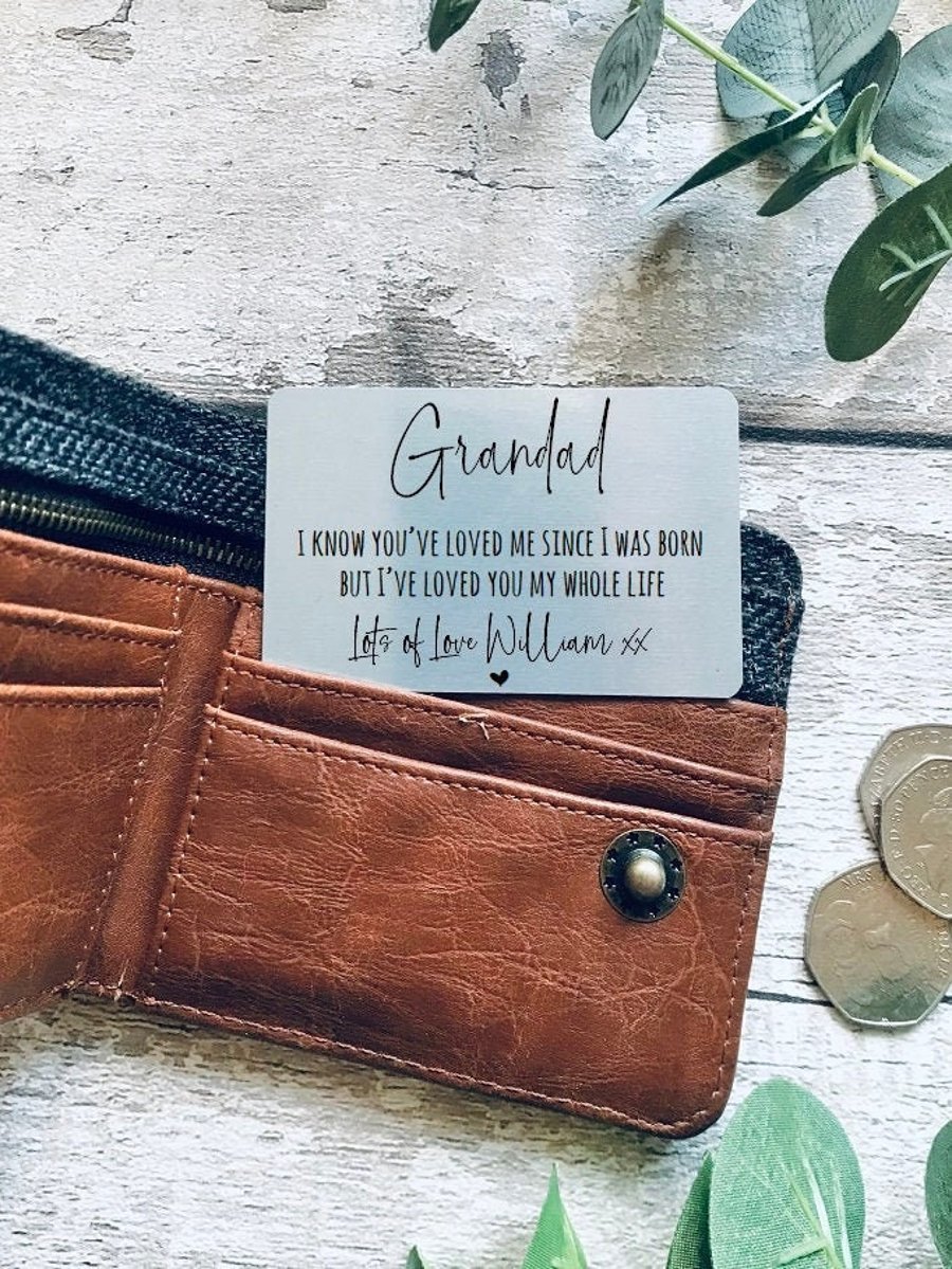 personalised wallet card for Grandad,Metal Wallet card,Father's day gift,