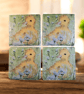 Yellow Ducklings Decoupaged Slate Coaster Set of 4