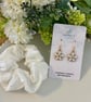 White Floral Drop Earrings with Matching Scrunchie Gift Set