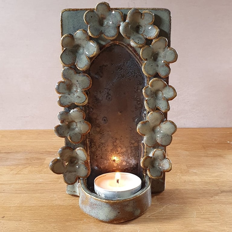 Daisy tea light wall sconce or freestanding candle holder