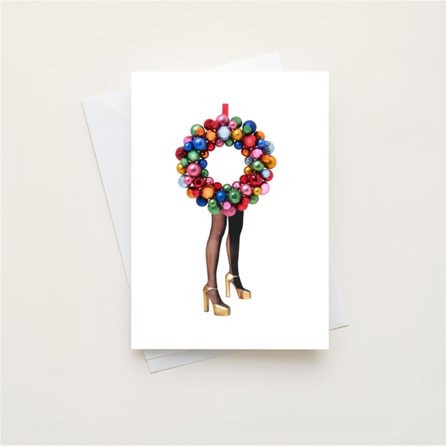 Quirky collaged Christmas cards -  pack of 5 