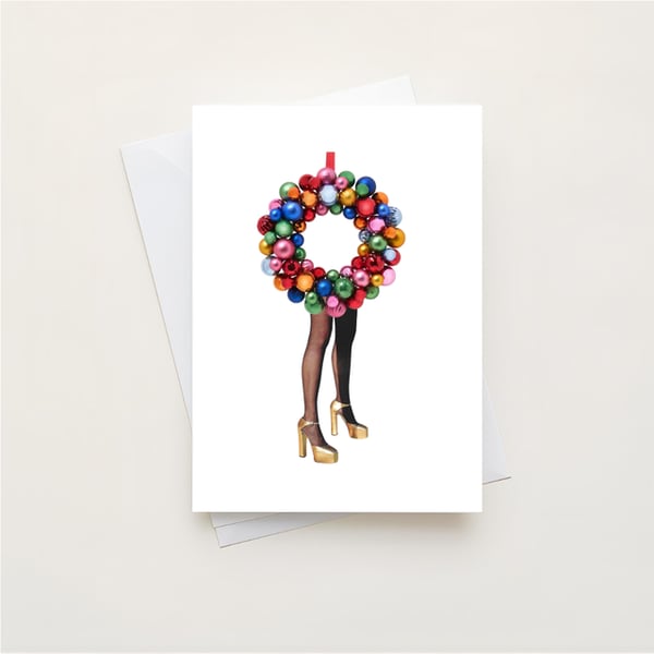 Quirky collaged Christmas cards -  pack of 5 