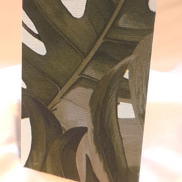 A6 Handmade notebook with leaf patterned hardback cover and open spine stitching