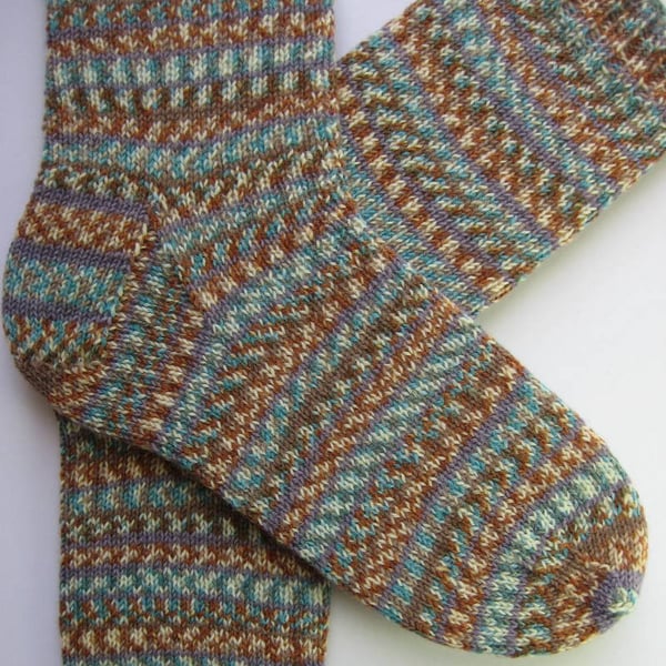 hand knit mens wool socks UK 8-10