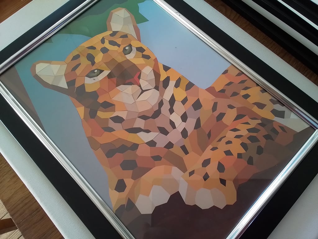 Papercut animal picture. Mosaic papercut. Ref 359