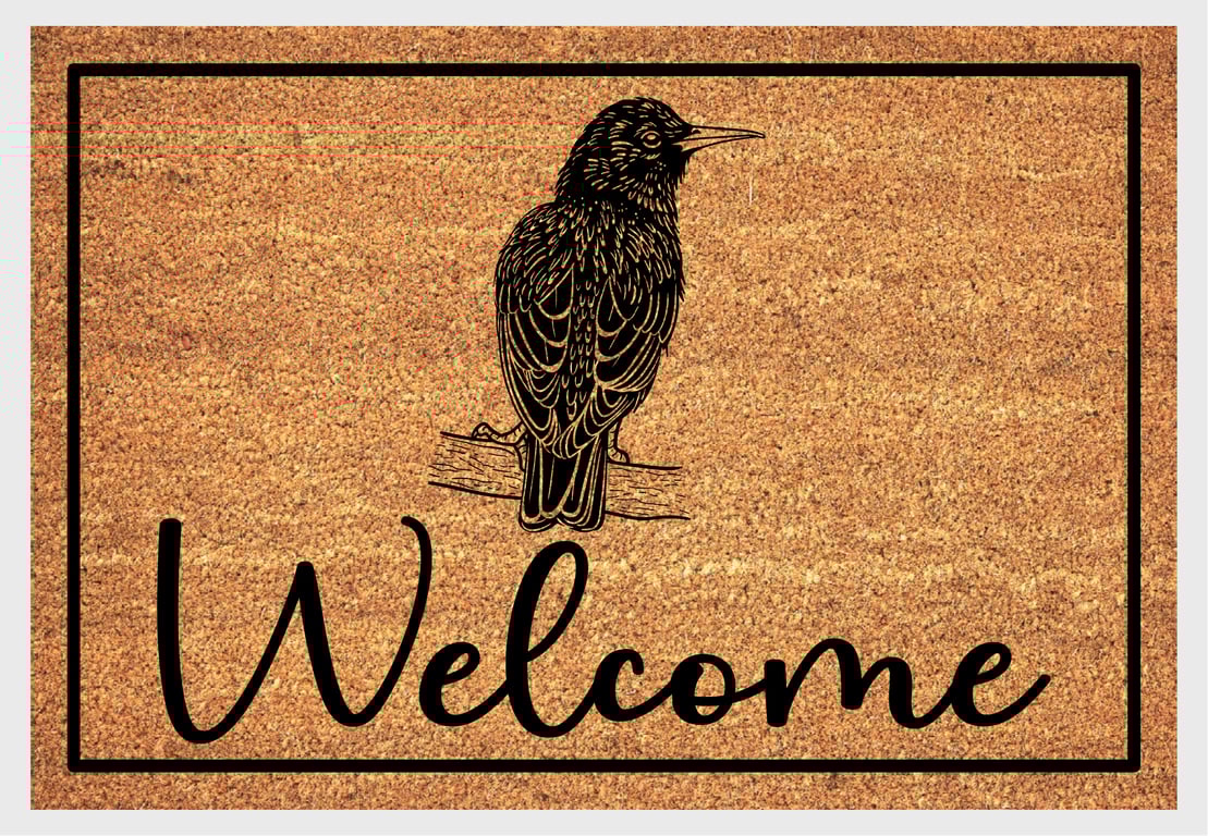 Starling Bird Door Mat - Personalised Starling Welcome Mat - 3 Sizes