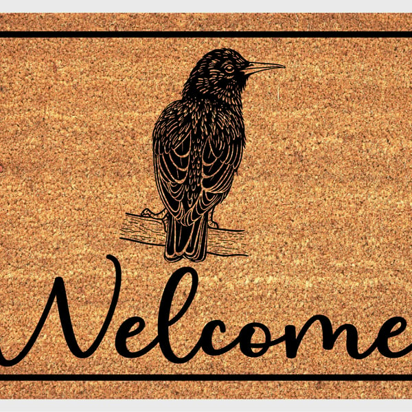 Starling Bird Door Mat - Personalised Starling Welcome Mat - 3 Sizes