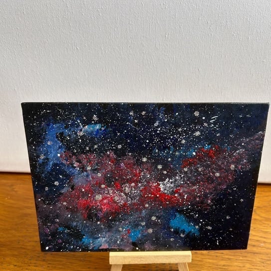 Original mix media  picture of space. 5x7" canvas board 